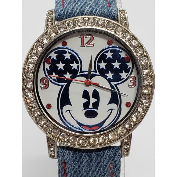 Disney Mickey Mouse watch. Red White and Blue colors. Working watch. SR626SW